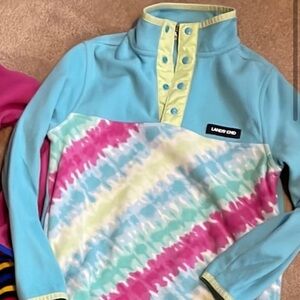 Lands' End Pastel Tie-Dye Fleece Pullover
